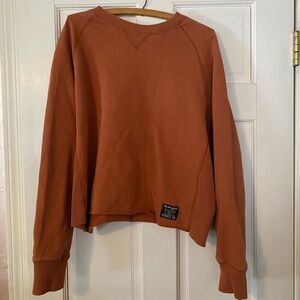 The Stronghold Cozy Unisex Burnt Orange Pullover Sweatshirt Cutoff Crop Small